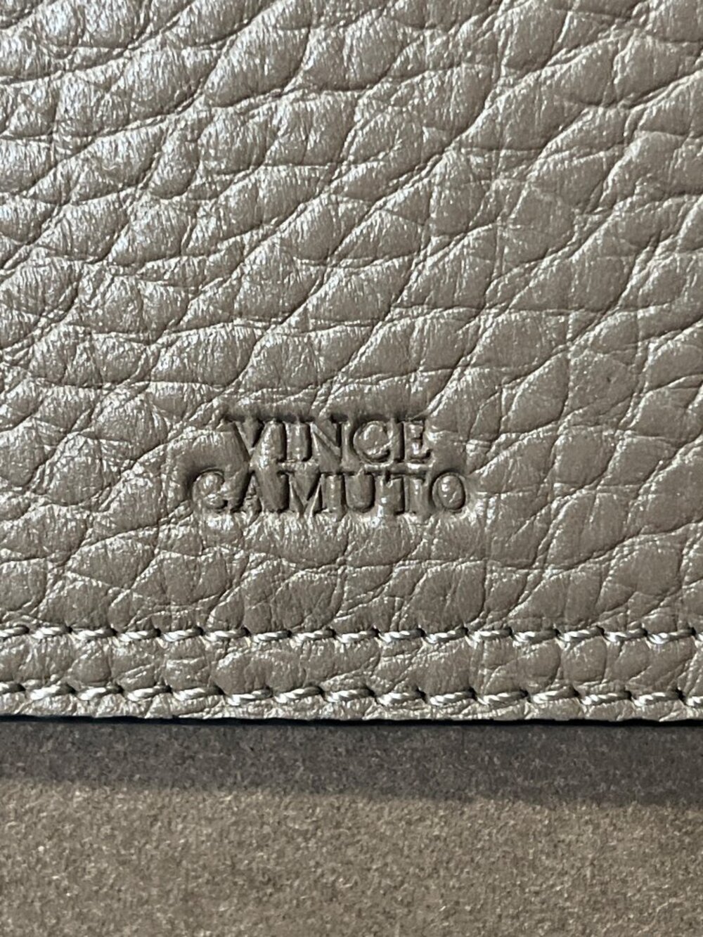 Vince Camuto Beck Leather Tote Pebbled Leather & Suede Taupe Detachable-Strap - Picture 2 of 8